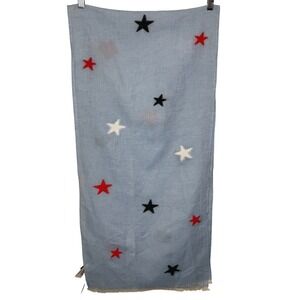 Talbots Linen Blend Blue Star Scarf 17x70 NEW